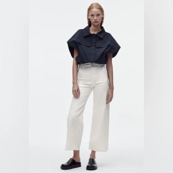 Zara Oyster White Wide Leg Jeans - Picture 2 of 4